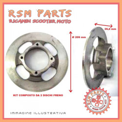 Kit coppia dischi freno anteriore Ø 209 AIXAM 400