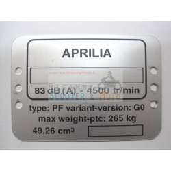 Friso placa de identificacion del fabricante Aprilia Scarabeo 50 2T Minarelli 99-06