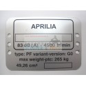 Friso placa de identificacion del fabricante Aprilia Scarabeo 50 2T Minarelli 99-06