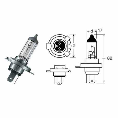 Lampe X Fur Rennen H4 12V-60 / 55W / P43T Vespa Gtv 250/ I.E. 2006-2012