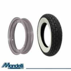 Kit Cerchio, Copertone 3.00-10 Bianca Vespa Pk Xl 125 1982-1998