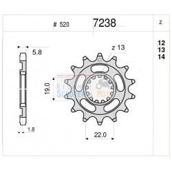 Pinion 13 dents étape de transmission d'origine 520 Ognibene Husqvarna 250