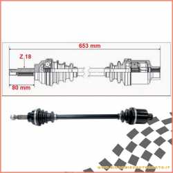 Double joint half shaft complete 653 mm CHATENET