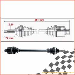 Double joint left half axle 651 mm LIGIER