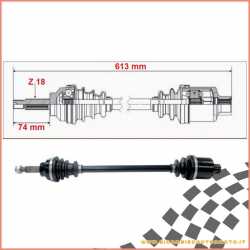 Double joint half shaft complete 613 mm LIGIER