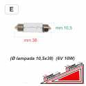 Festoon bulb diameter 10.5x38 6V 10W Piaggio Vespa