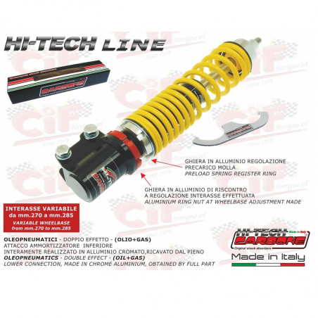 Ammortizzatore anteriore giallo Hi Tech Vespa 125 250 300 GT GTS GTV