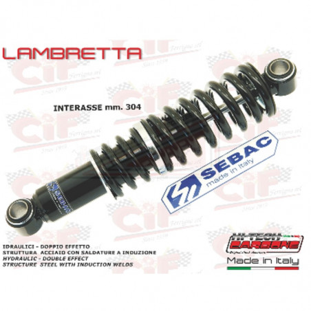 Ammortizzatore Posteriore Lusso Sebac Hitech Carbone Lambretta LI 125 150 3ª Serie